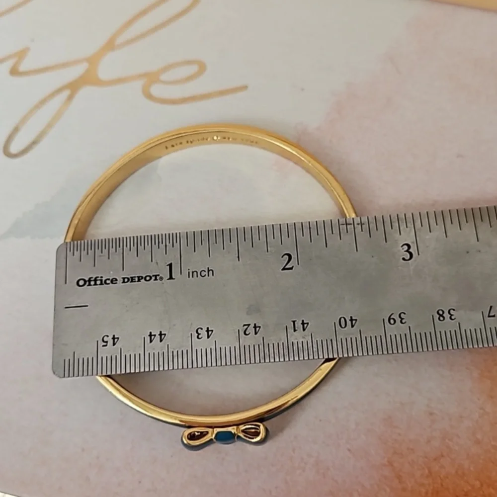 Kate Spade Take A Bow Enamel  Bangle Bracelet, Blue & Gold  - NWOT - Picture 3 of 8